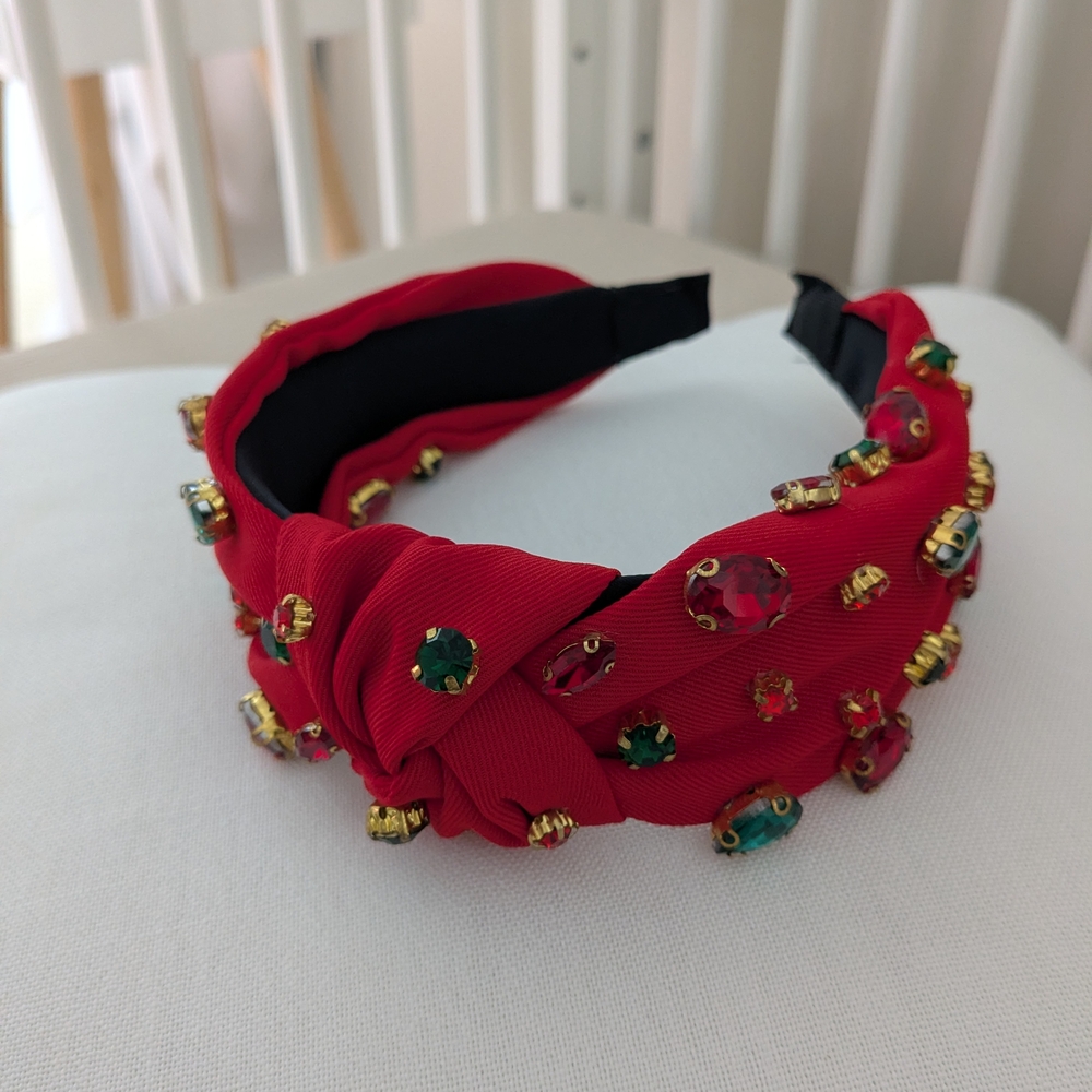 Embellished Red & Green Jewel Holiday Headband
